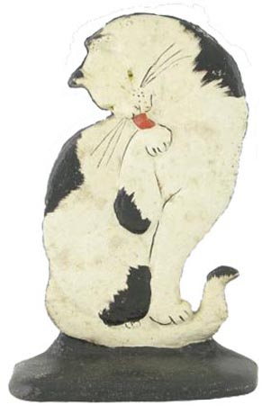 Cat Licking Paw doorstop