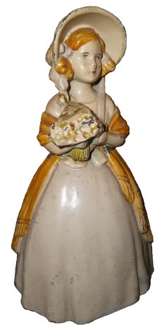 GIRL HOLDING FLOWERS POT METAL DOORSTOP